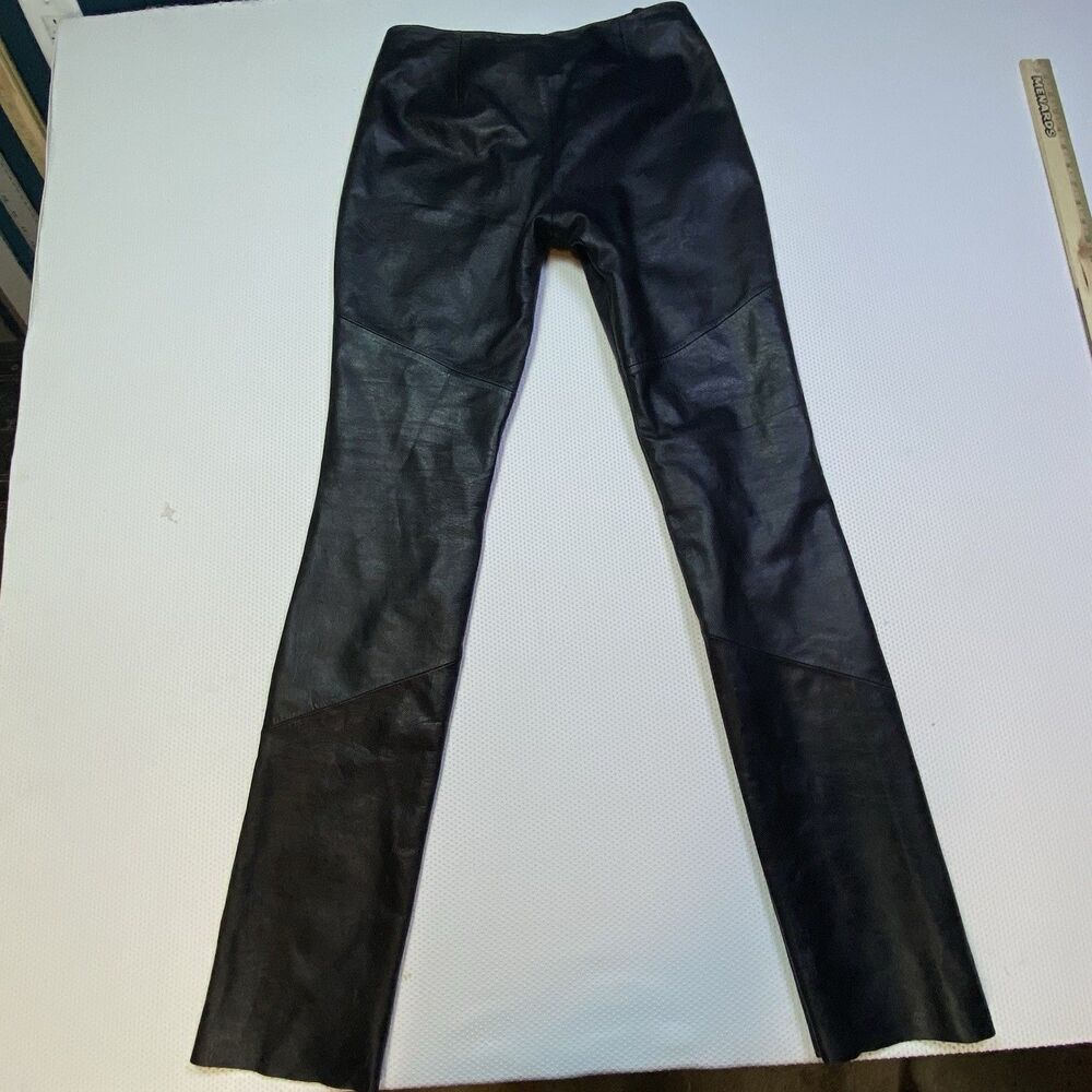 Vintage Wilson's Black Genuine Leather Pants Mid Rise Boot Cut Women's 8 - Picture 13 of 16